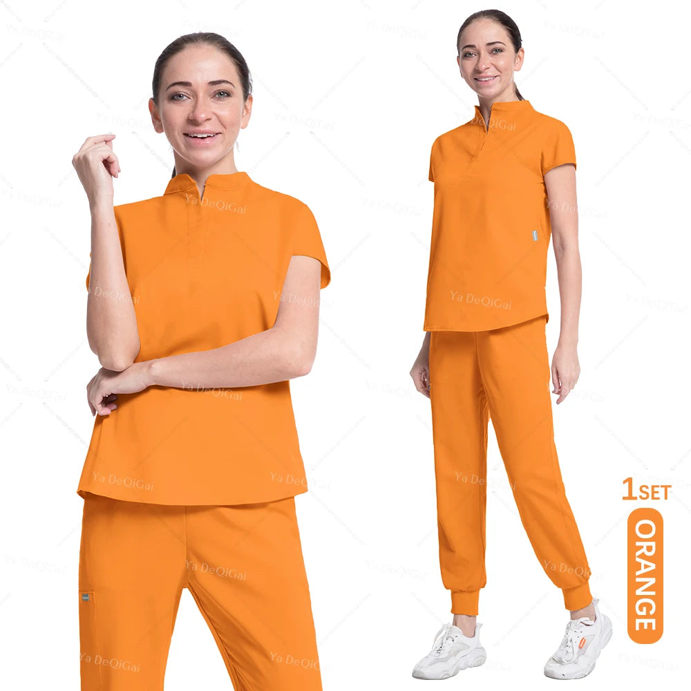 Women's Medical Scrubs Suit in Solid Color