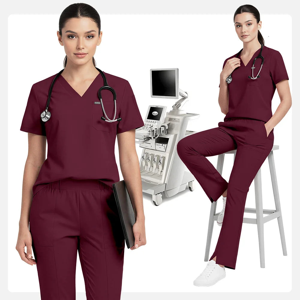 Burgundy Scrub Set