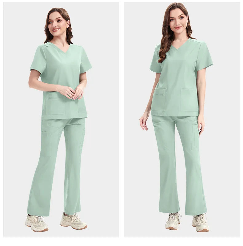 Light Green Slim Fit Scrub Set