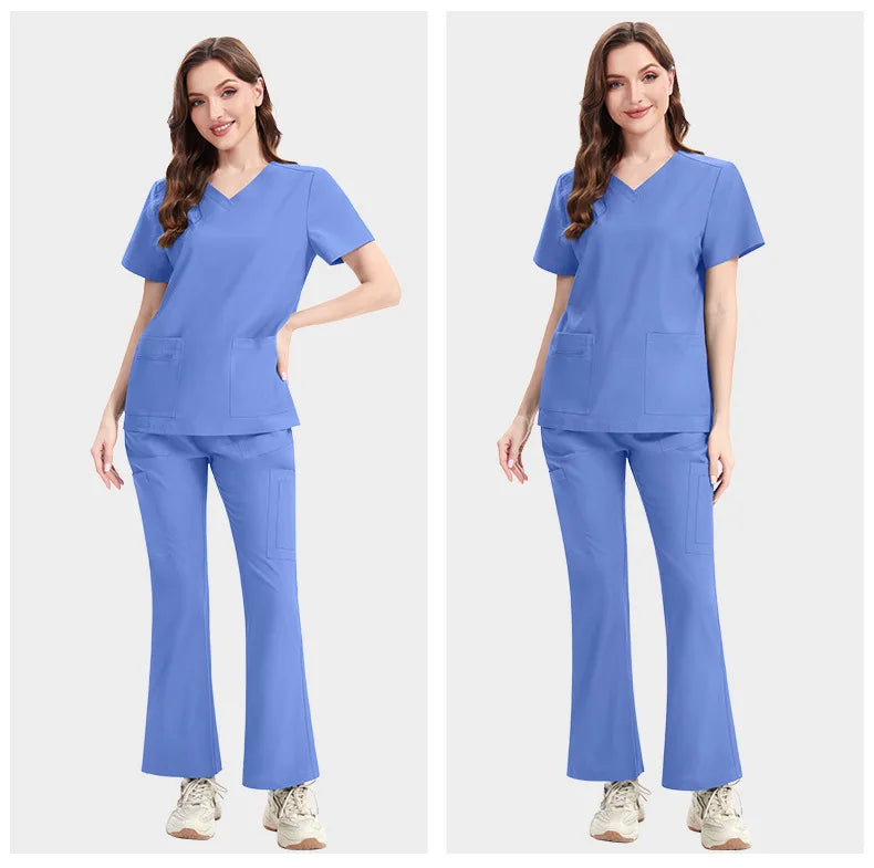 Sky Blue Slim Fit Scrub Set