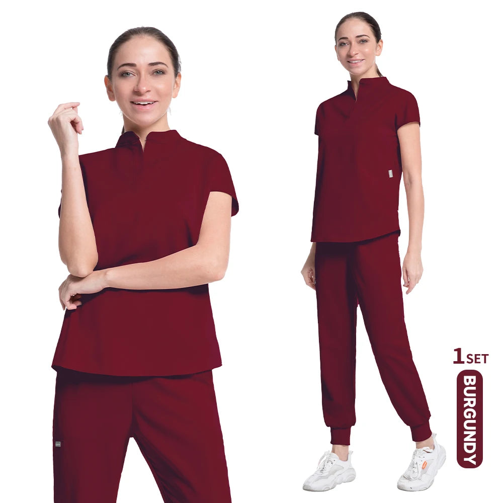 Women's Medical Scrubs Suit in Solid Color
