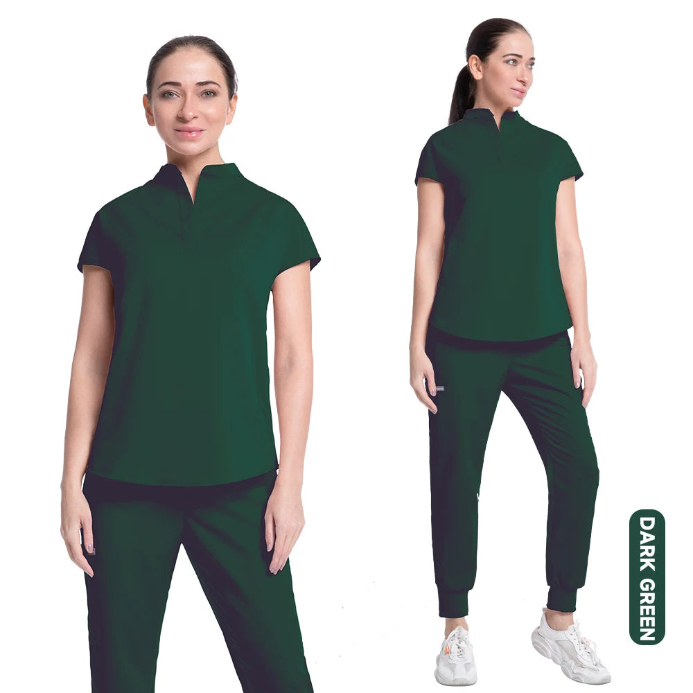 Women's Medical Scrubs Suit in Solid Color