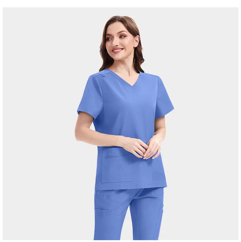 Sky Blue Slim Fit Scrub Set