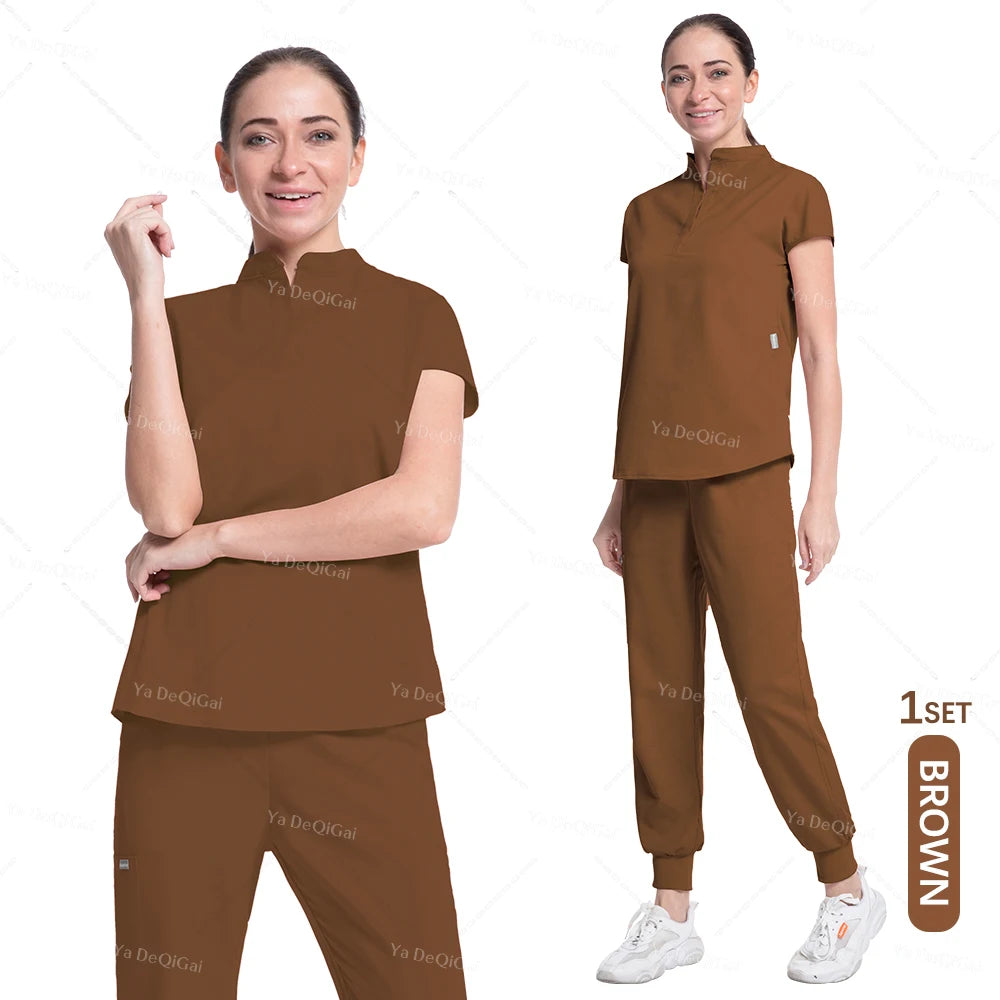Women's Medical Scrubs Suit in Solid Color