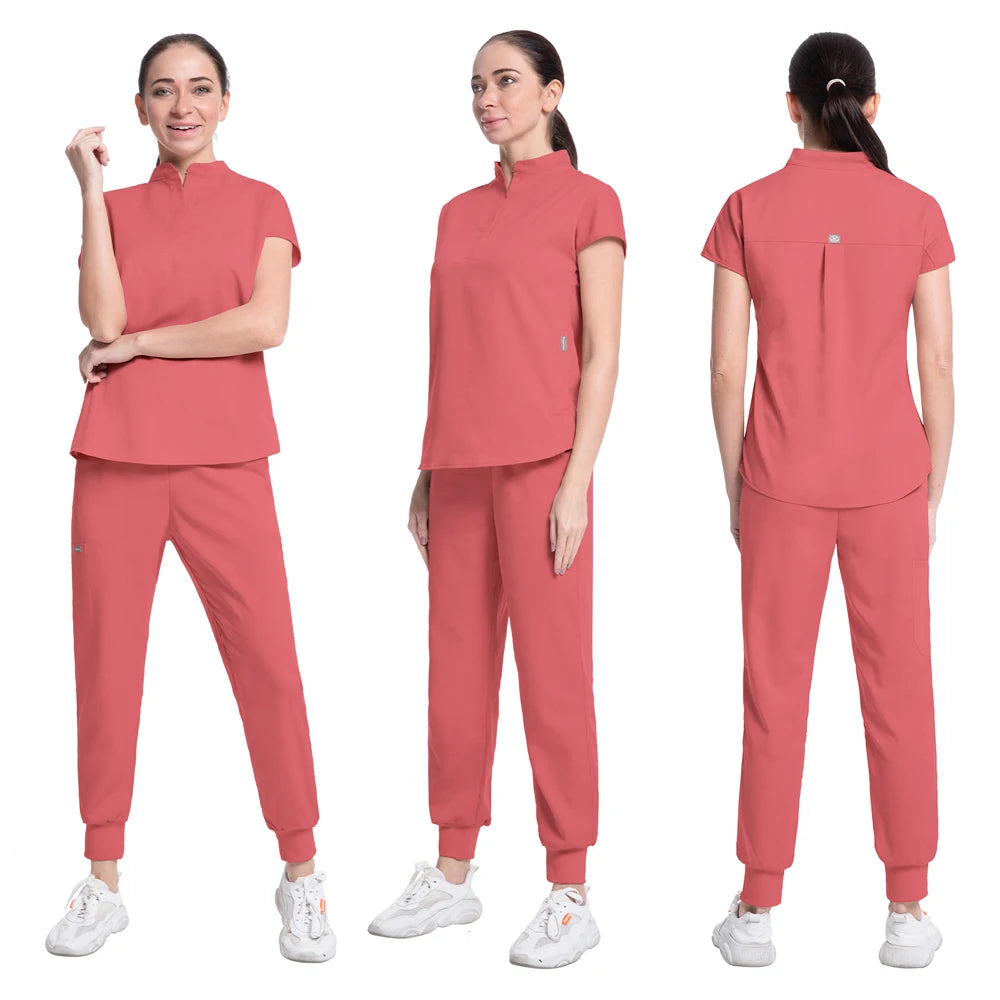 Women's Medical Scrubs Suit in Solid Color
